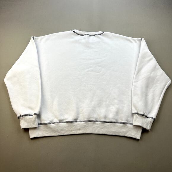 Edikted Encourage Sweatshirt Womens Small White Relaxed Boxy Fit Crewneck y2k - Picture 3 of 10